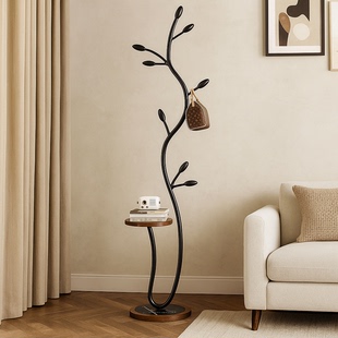 中古风挂衣架实木衣帽架卧室落地衣架客厅立式简约衣服架挂包架