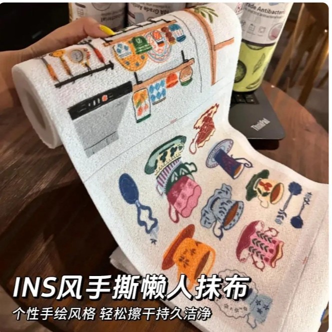 卡通INS风手撕加厚吸水抹布