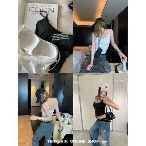 自带胸垫小胸显大修身辣妹吊带