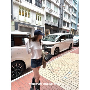 十一石 百搭王  春季新款圆领短款T恤女小个子宽松显瘦长袖上衣II