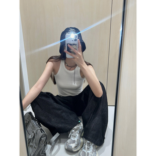 無袖 上衣2023新款 短款 白色吊帶背心女內(nèi)搭外穿工字修身 特價(jià) 美式