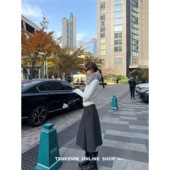 十一石 单面呢低腰褶皱A字半身裙女小个子宽松显瘦长裙 舒适挂