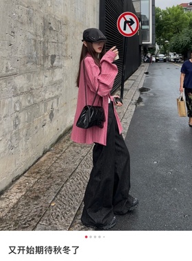 十一石 复活款！显白玫粉色条纹长袖衬衫外套女小个子宽松上衣ll