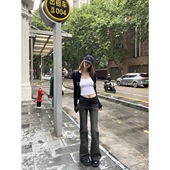 显瘦长裤 十一石 女秋冬新款 小个子修身 显腿长 低腰微喇牛仔裤