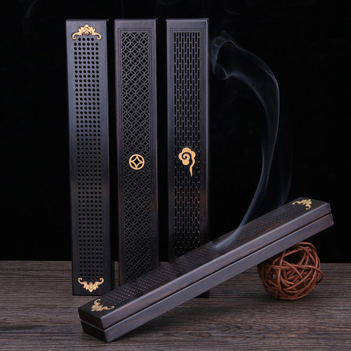 黑檀整木卧香炉镶黄杨熏香炉