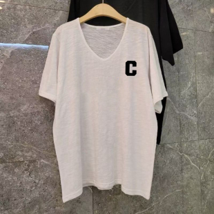 t恤韩版 竹节棉v领短袖 时尚 减龄印花大码 上衣 2026夏季 纯棉女装 新款