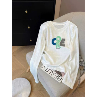 t恤女2026夏季 宽松防晒衫 新款 简约大码 ins上衣 时尚 小众雪花棉长袖