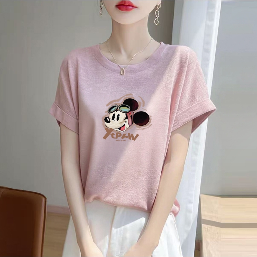 雪花棉短袖t恤女士夏季新款大码胖mm宽松显瘦百搭休闲圆领上衣潮