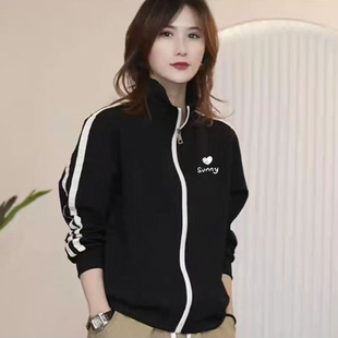 秋冬新款 上衣 立领女士2025小众拉链设计加绒加厚宽松显瘦卫衣女装