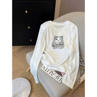 新款 宽松防晒衫 雪花棉长袖 百搭印花大码 ins上衣 t恤女小众时尚 夏季