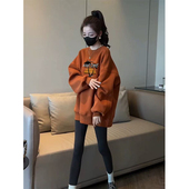 圆领加绒加厚卫衣减龄大码 2025秋冬新款 中长款 宽松设计感套头外套