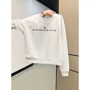 宽松显瘦外套 减龄大码 胖mm圆领洋气加绒卫衣女秋冬新款 小众时尚