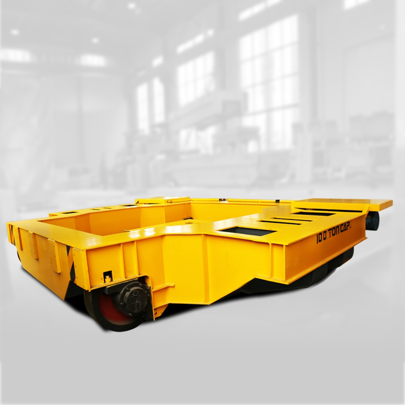 变压器电线及电缆生产车间转运过跨车电动搬运平板车10吨地轨车