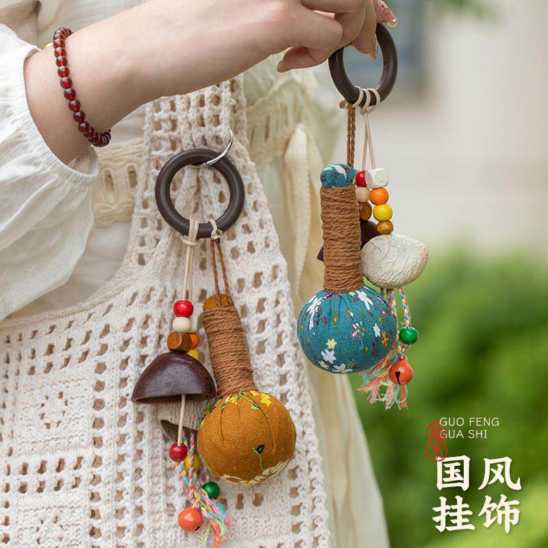 端午高级感礼品车载风铃挂饰手工DIY驱蚊香包福袋艾草锤香囊挂件