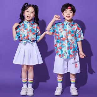 小学生儿童春节表演穿搭童装男孩港风复古花衫衬8090年代女童衣服