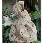 Japanese-style wrist bag women's lace knotting literary tote bag cloth bag original wrist bag cloth bag small and simple