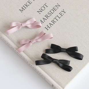 双层蝴蝶结布艺发夹日系简约少女鸭嘴夹对装鸭嘴夹后侧两边刘海夹