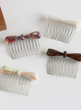 侧边发梳复古时尚百搭显脸小蝴蝶结梳子女刘海发髻梳发饰发夹头饰