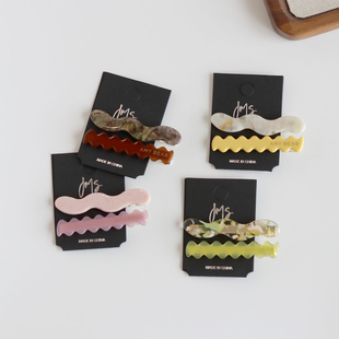 撞色对夹小众精致异形发夹甜美侧边鸭嘴夹两边刘海夹醋酸碎发卡子