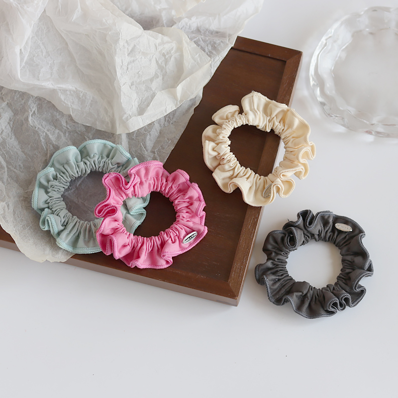 极简糖果色立体木耳边发圈后脑勺半扎发皮筋发绳布艺手绳两用饰品