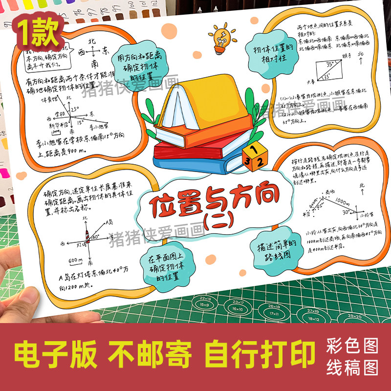六年级上册数学第二单元位置与方向二思维导图手绘电子线稿1047,商务/设计服务,设计素材/源文件,淘宝优惠券,粉丝福利购,淘宝优惠卷