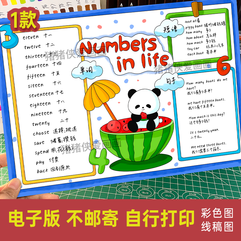 三年级下册英语生活中的数字思维导图numberinlife小报电子稿752