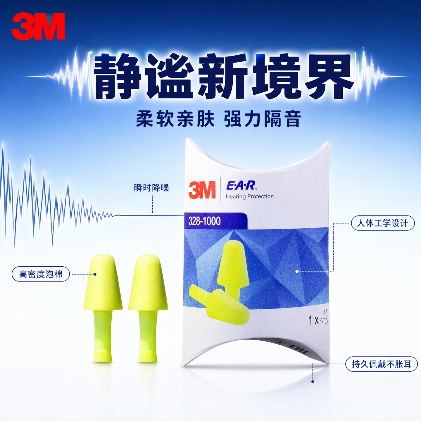 3M隔音耳塞防噪音泡棉耳塞