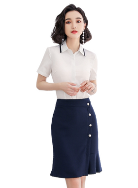 职业时尚气质夏白工作服套裙