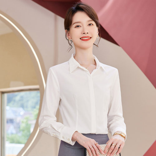 诗璐雅职业通勤白衬衫女长袖气质