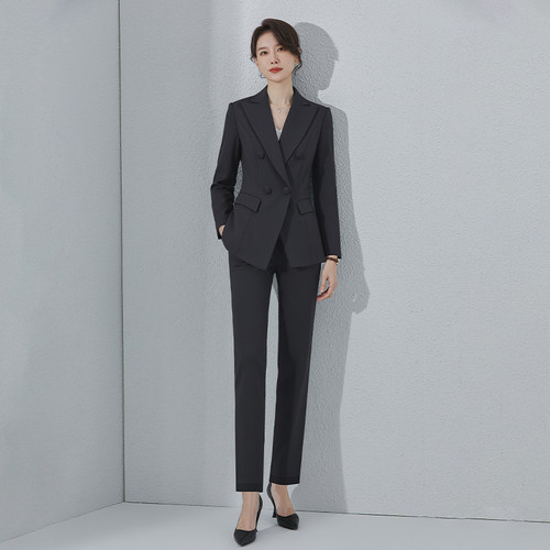 诗璐雅黑色西装两件套女