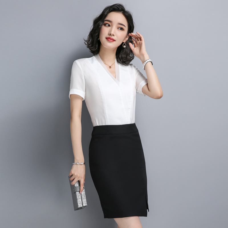 诗璐雅女夏雪纺工作服职业套装