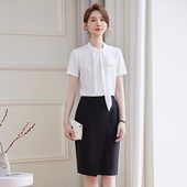 诗璐雅职业裙套女洋气两件套雪纺白衬衫 高端女神范教师工作服夏季