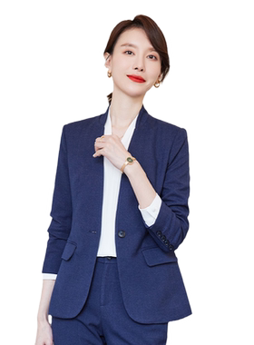 诗璐雅长袖无领职业西装外套女士