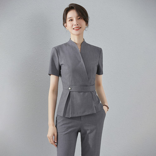 诗璐雅夏季薄款短袖西装工作服女