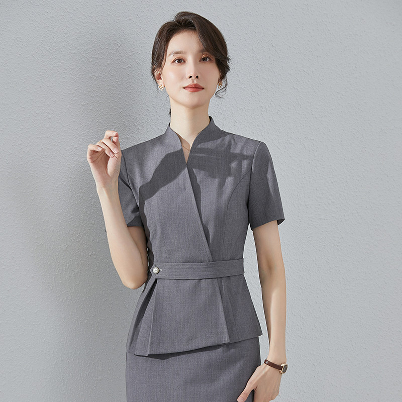 诗璐雅夏季新款小西装短袖西服外套女士气质修身职业装上衣工作服