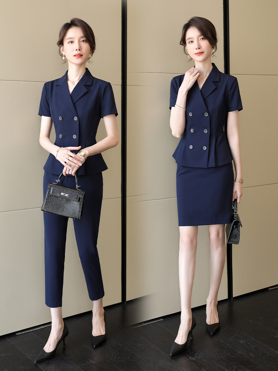 诗璐雅夏季新款职业西装套装女士短袖高端商务西服经理干练工作服