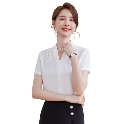 诗璐雅修身白衬衫女气质职业上衣