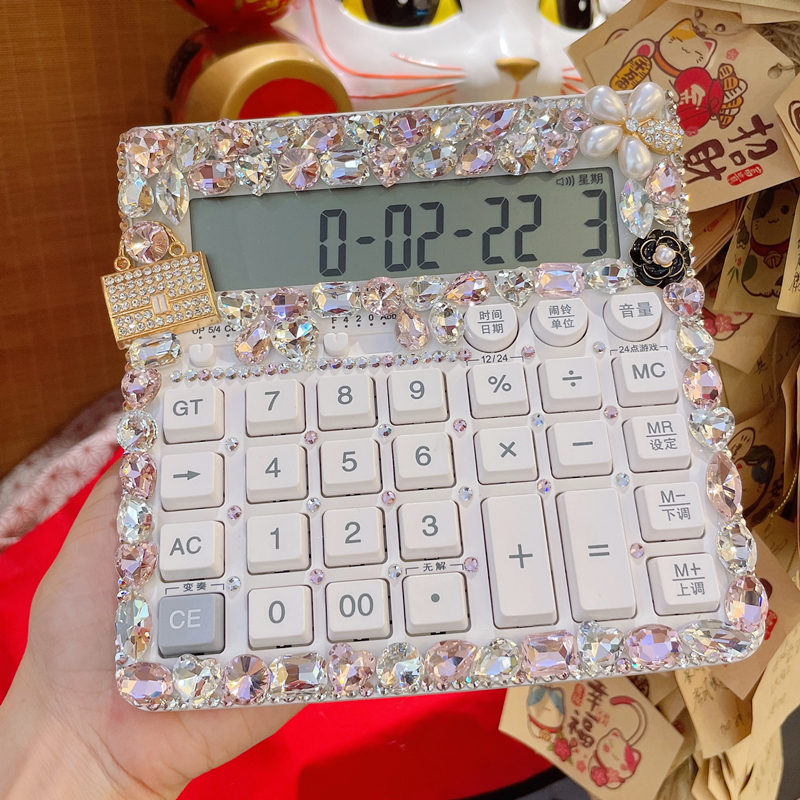 计算器镶钻招财猫7号12位数语音