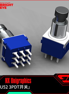 3PDT开关ug模型库NX三维prt装配结构零件stp建模标准图纸造型画图