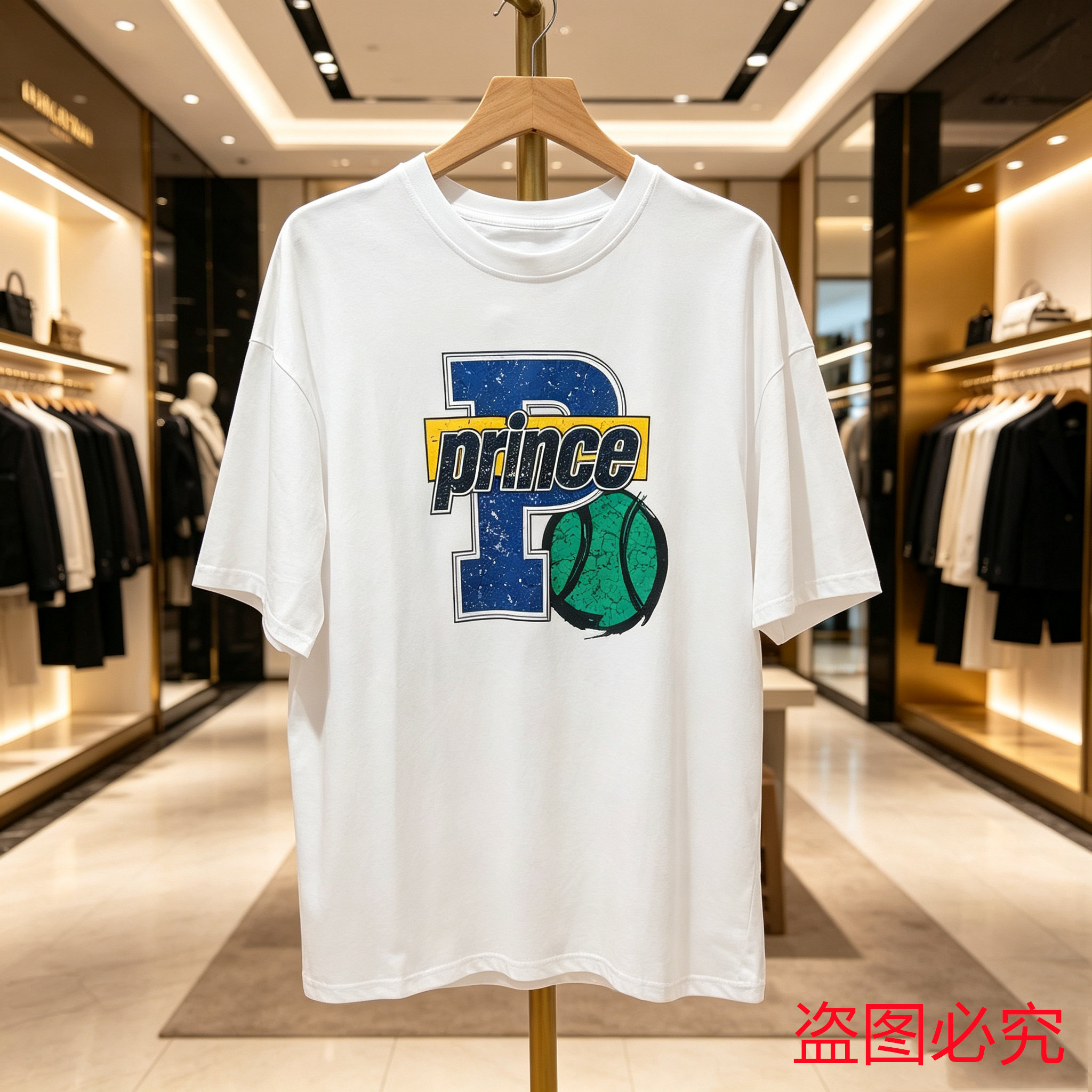 夏季美式复古Prince字母印花短袖T恤女宽松oversize休闲百搭上衣