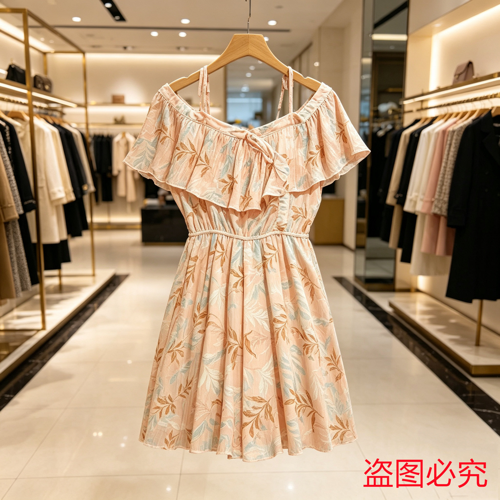 露肩碎花连体裤夏日清爽小个子款