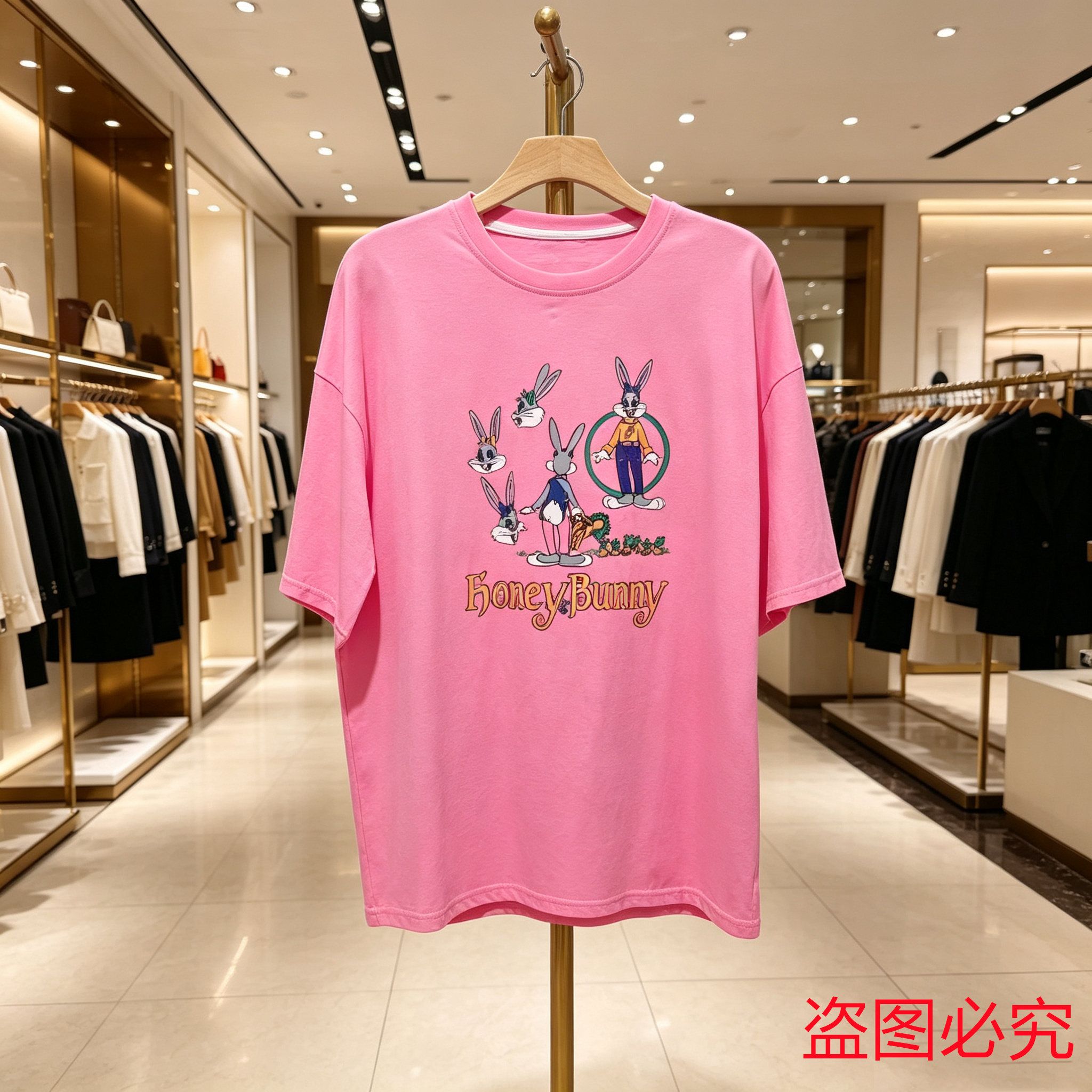 卡通印花宽松T恤女夏季宽松韩版