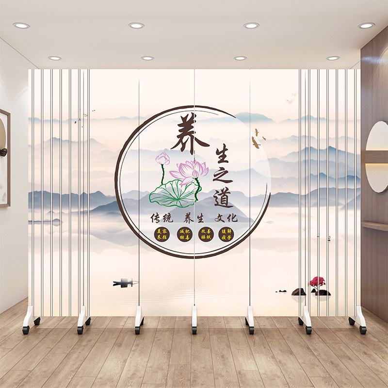 美容院屏风隔断养身会所客厅折叠移动遮挡帘采耳店中医馆装饰定制