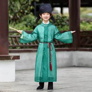 男童汉服国学服儿童李白唐朝古装圆领袍白居易书生宋制朗诵演出服
