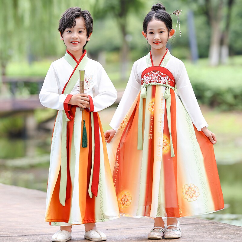 汉服国学服儿童演出服三字经朗诵