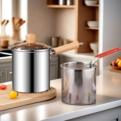 德国304不锈钢加深炸串天妇罗锅炸炸壶油炸锅带滤网家用小型省油