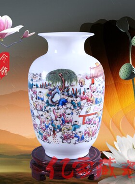 景德镇陶瓷工艺品百子图家居装饰
