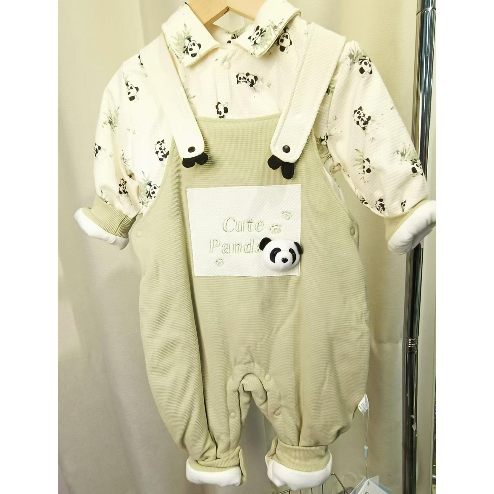 叮当乐园薄棉套装背带两件套外套三件套外出服保暖可爱宝宝连体衣