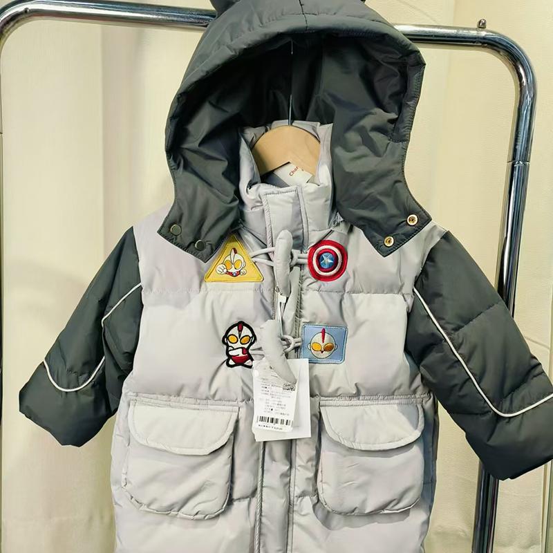 2024冬灰色奥特曼拼接羽绒服