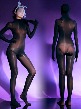 全包五指紧身衣油光连体衣5d胸无缝腿无缝高叉性感带jj套男女同款